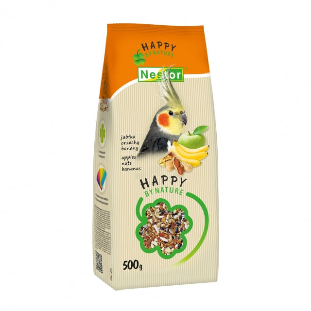 PREMIUM храна с ябълки, ядки и банани за средни папагали 500 г, Nestor