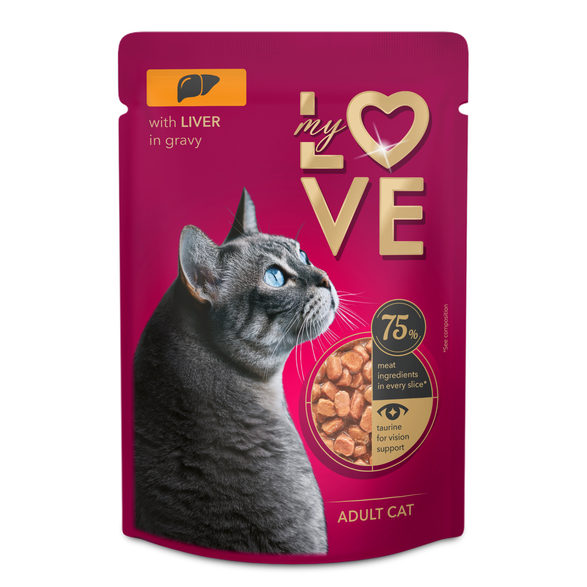 Мокра храна за котки с черен дроб в сос, My Love — 85 г
