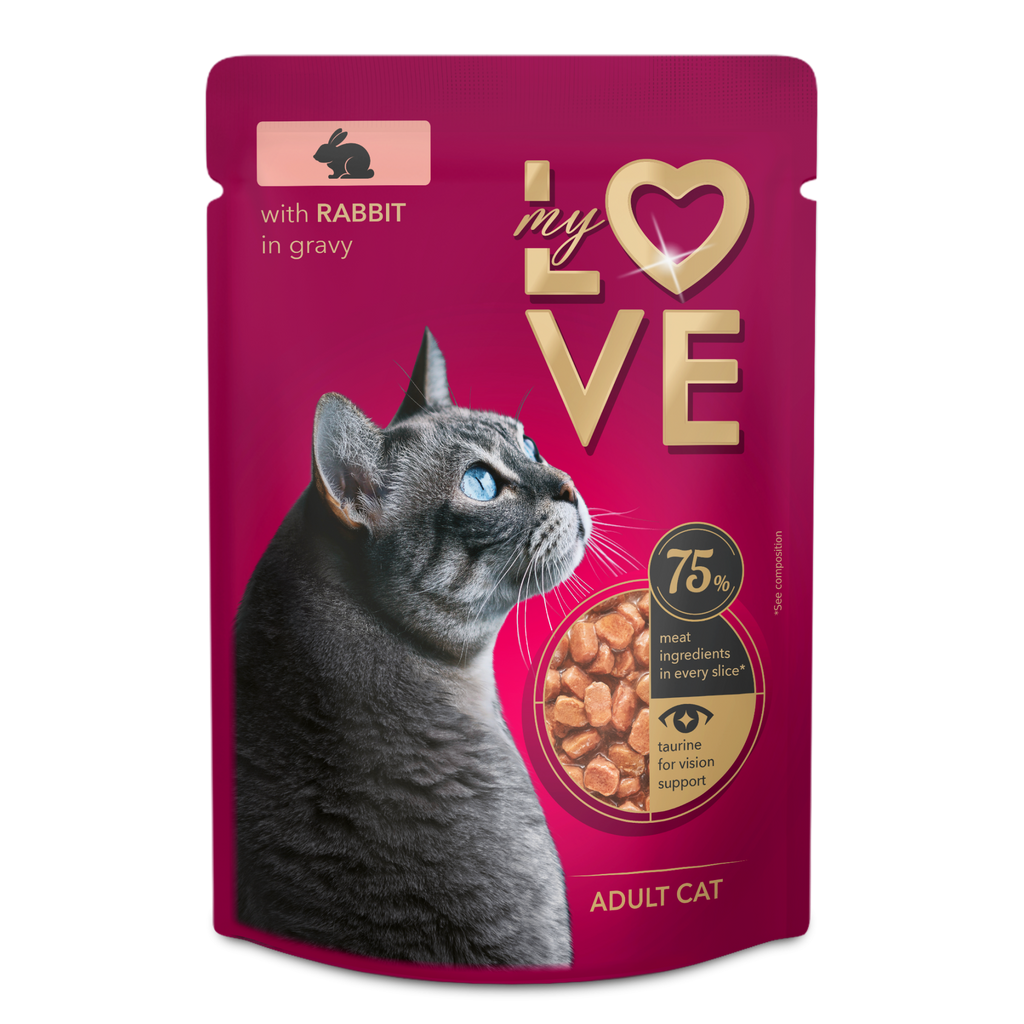 Мокра храна за котки със заек в сос, My Love — 85 г