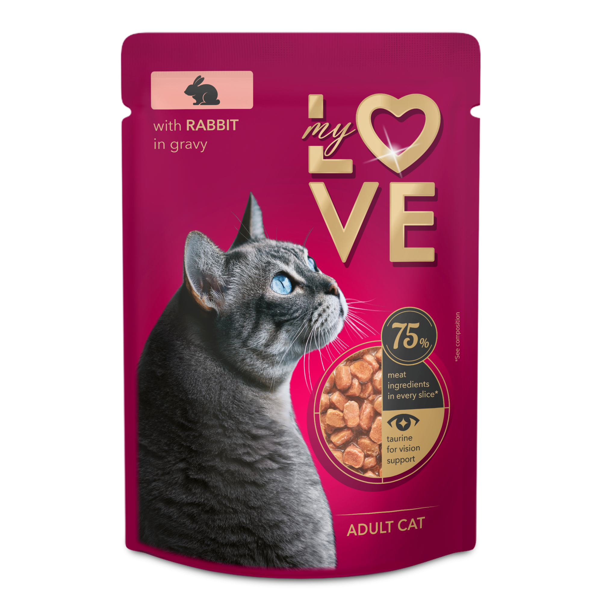 Мокра храна за котки със заек в сос, My Love — 85 г