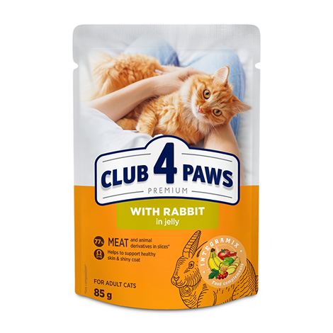 Club 4 Paws Премиум — Пауч за Котки със Заек в Желе