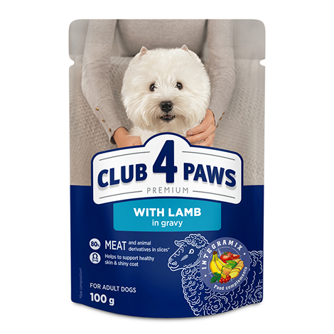 Club 4 Paws Премиум — Пауч за Кучета с Агнешко в Сос