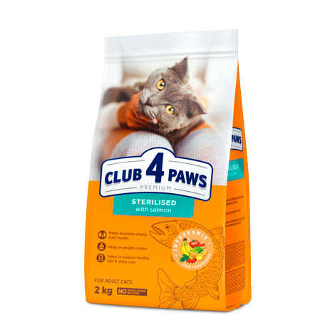 Club 4 Paws Премиум със Сьомга — Суха Храна за Стерилизирани Котки