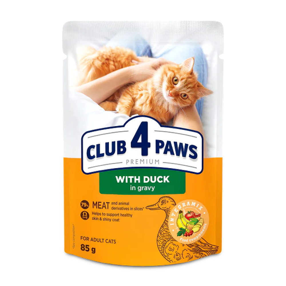Club 4 Paws Премиум — Пауч за Котки с Патица в Сос