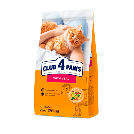 Club 4 Paws Премиум с Телешко — Суха Храна за Възрастни Котки