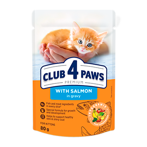 Club 4 Paws Премиум — Пауч за Котенца (Сьомга в Желе)