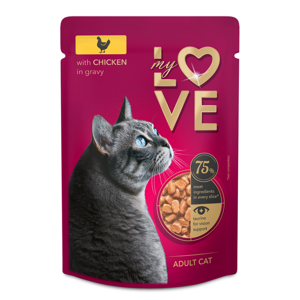 Мокра храна за котки с пиле в сос, My Love — 85 г