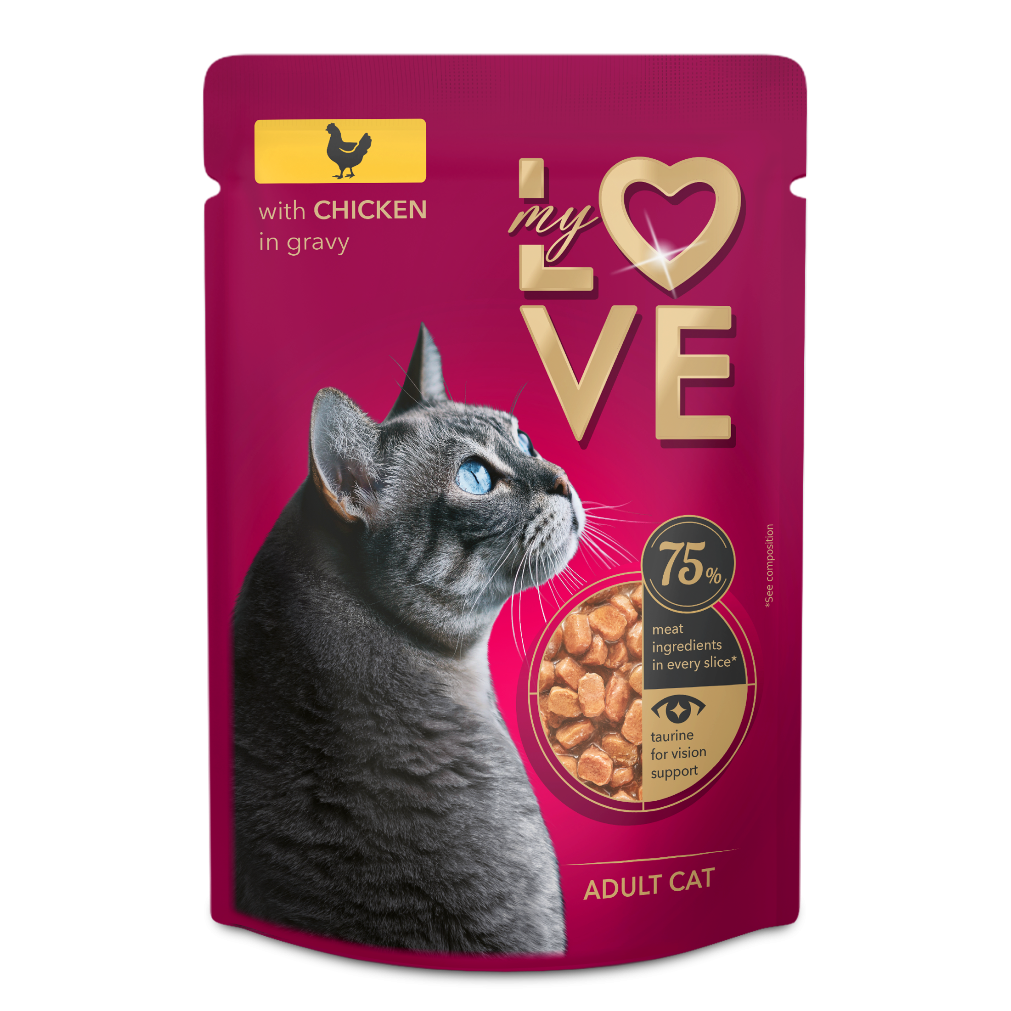 Мокра храна за котки с пиле в сос, My Love — 85 г