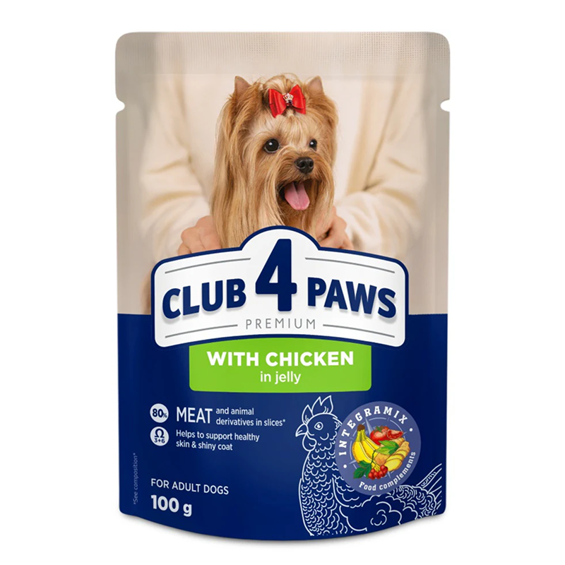 Пауч за Кучета с Пиле в Желе, Club 4 Paws
