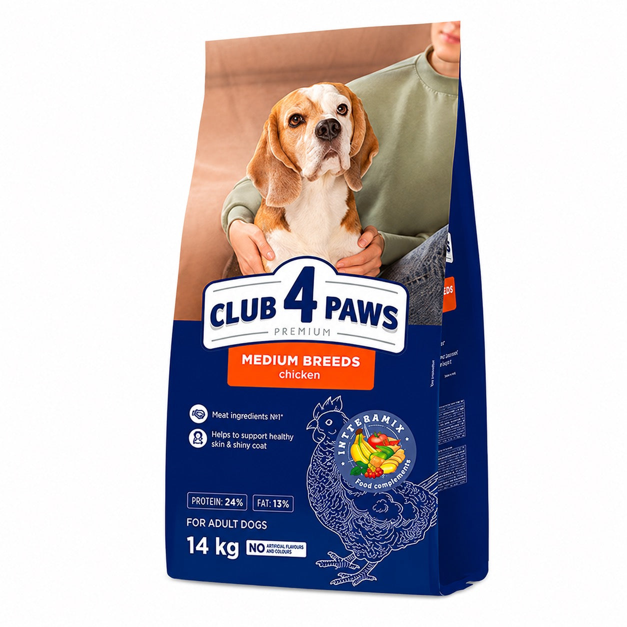 Club 4 Paws Премиум с Пиле — Суха Храна за Кучета от Средни Породи