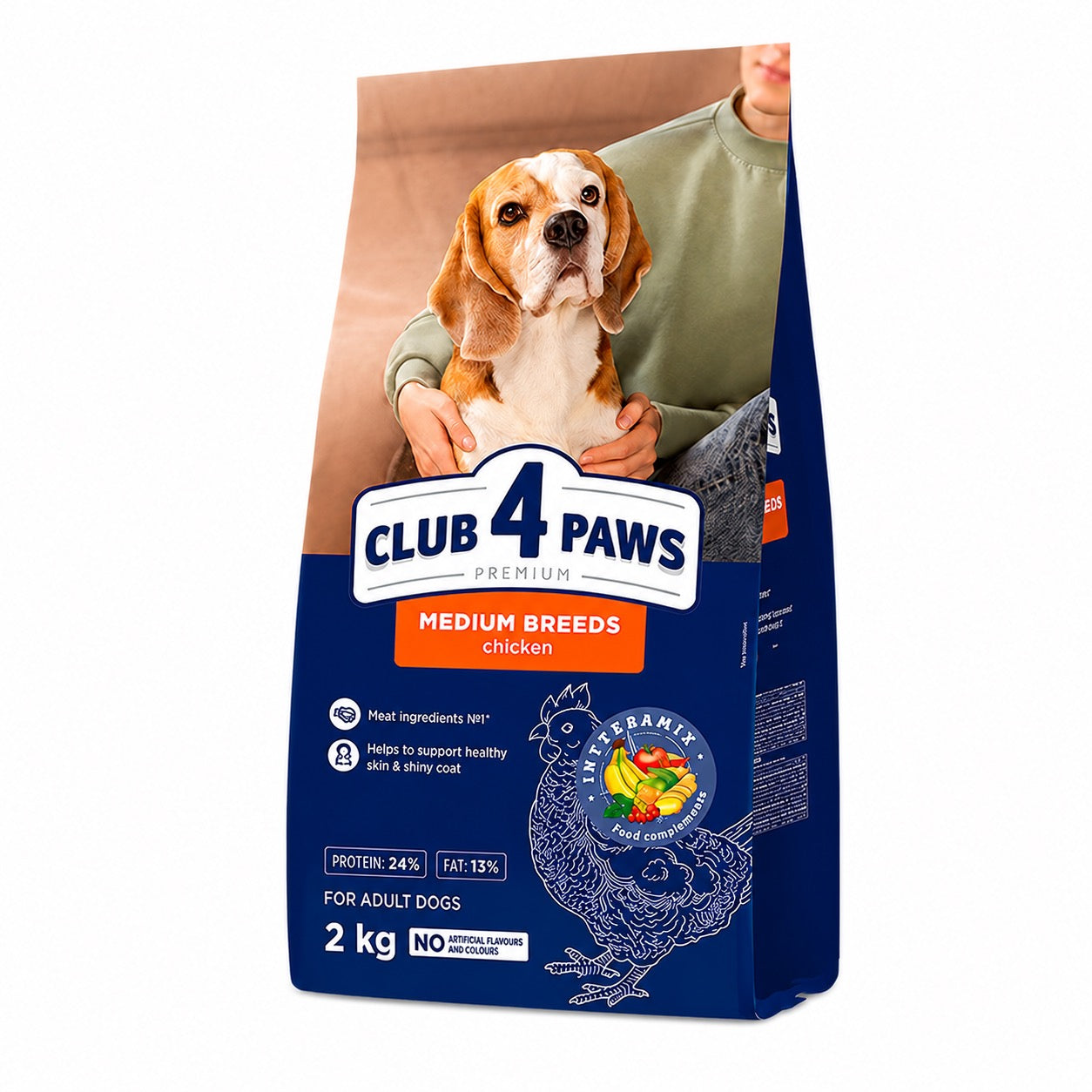 Club 4 Paws Премиум с Пиле — Суха Храна за Кучета от Средни Породи