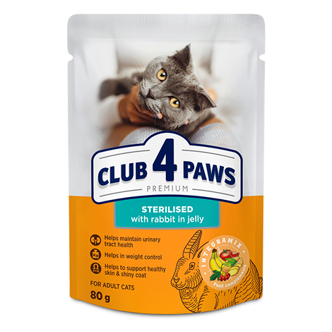 Club 4 Paws Премиум — Пауч за Стерилизирани Котки (Заек в Желе)