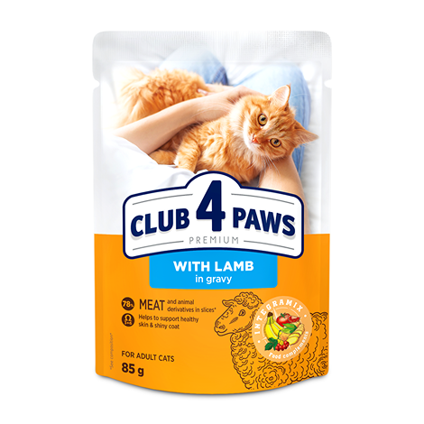 Club 4 Paws Премиум — Пауч за Котки с Агнешко в Сос