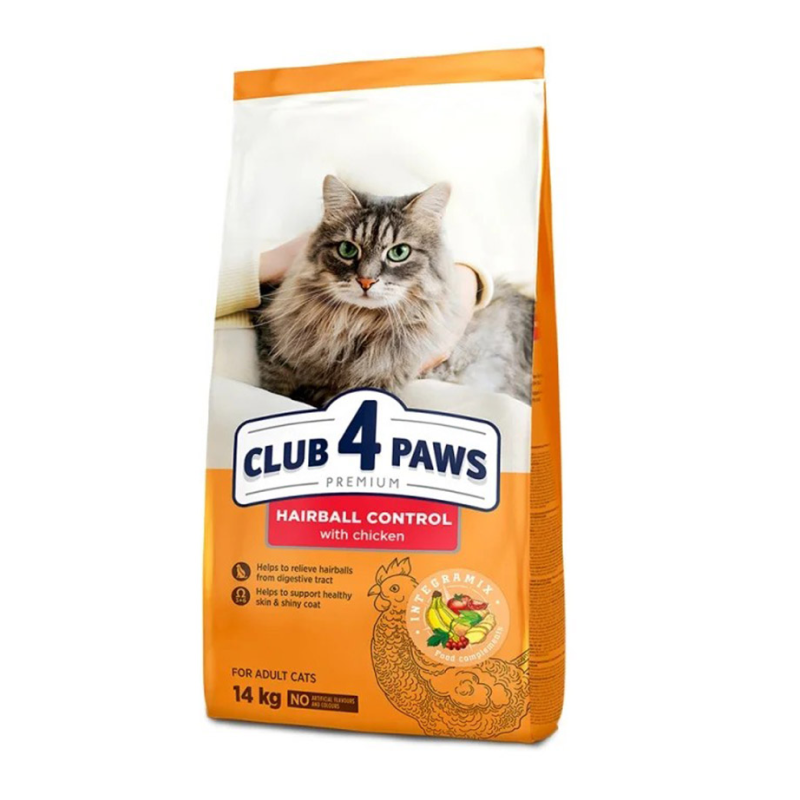 Club 4 Paws Премиум — Суха Храна за Котки за Извеждане на Козина